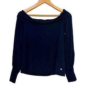 NWT Abercrombie & Fitch Black Off The Shoulder Cozy Viscose Long Sleeve Top, M